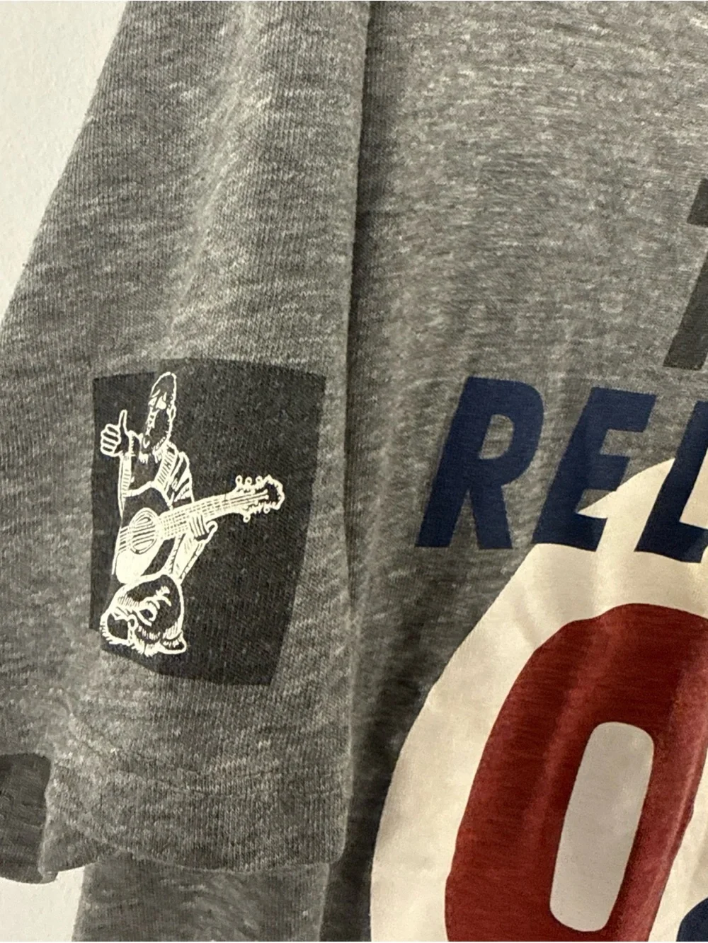 True Religion Gray Short Sleeve Tee with Red & Navy Graphic Mens XL